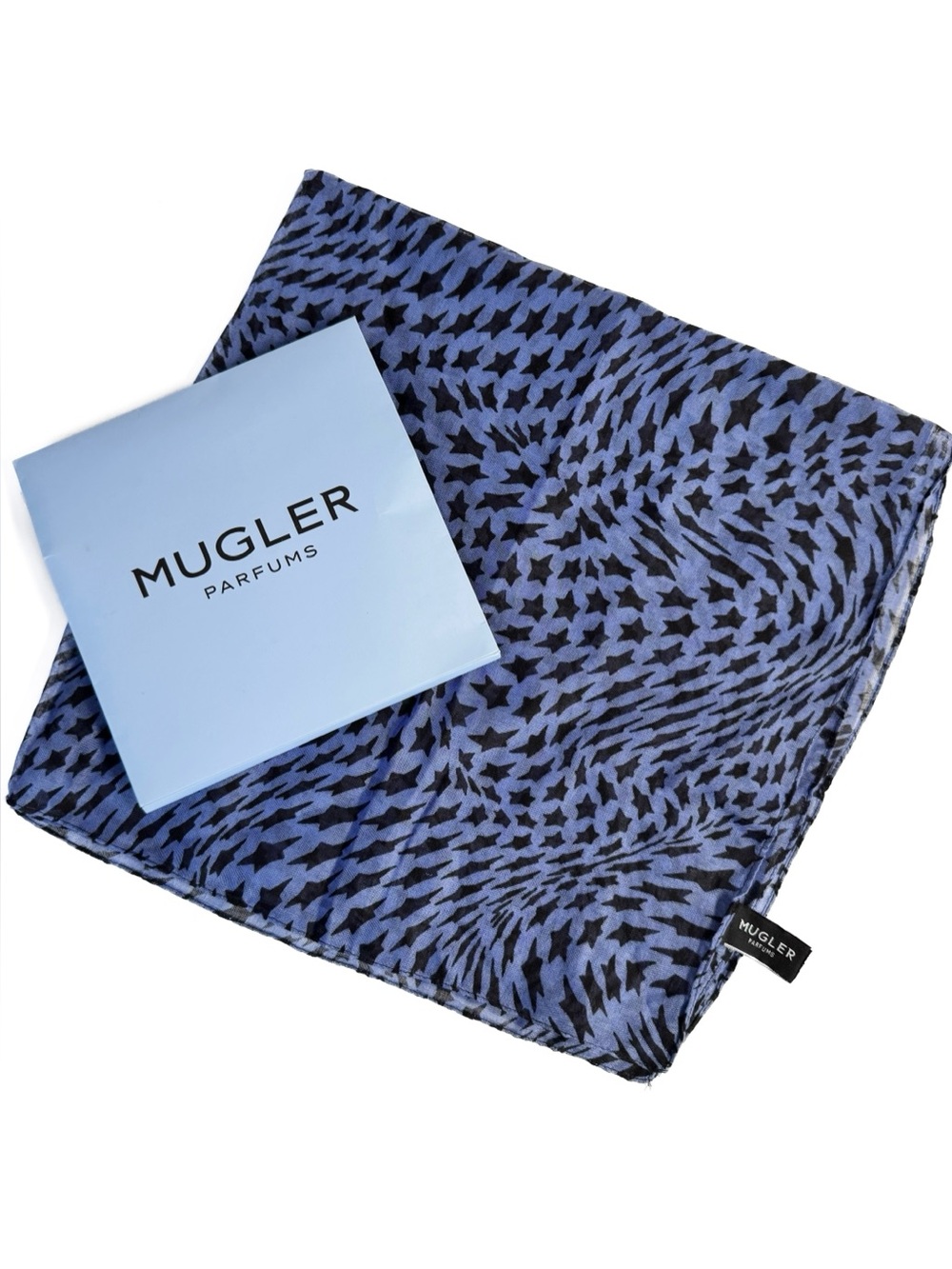 Thierry Mugler Furoshiki Star Scarf Blue Black NWT